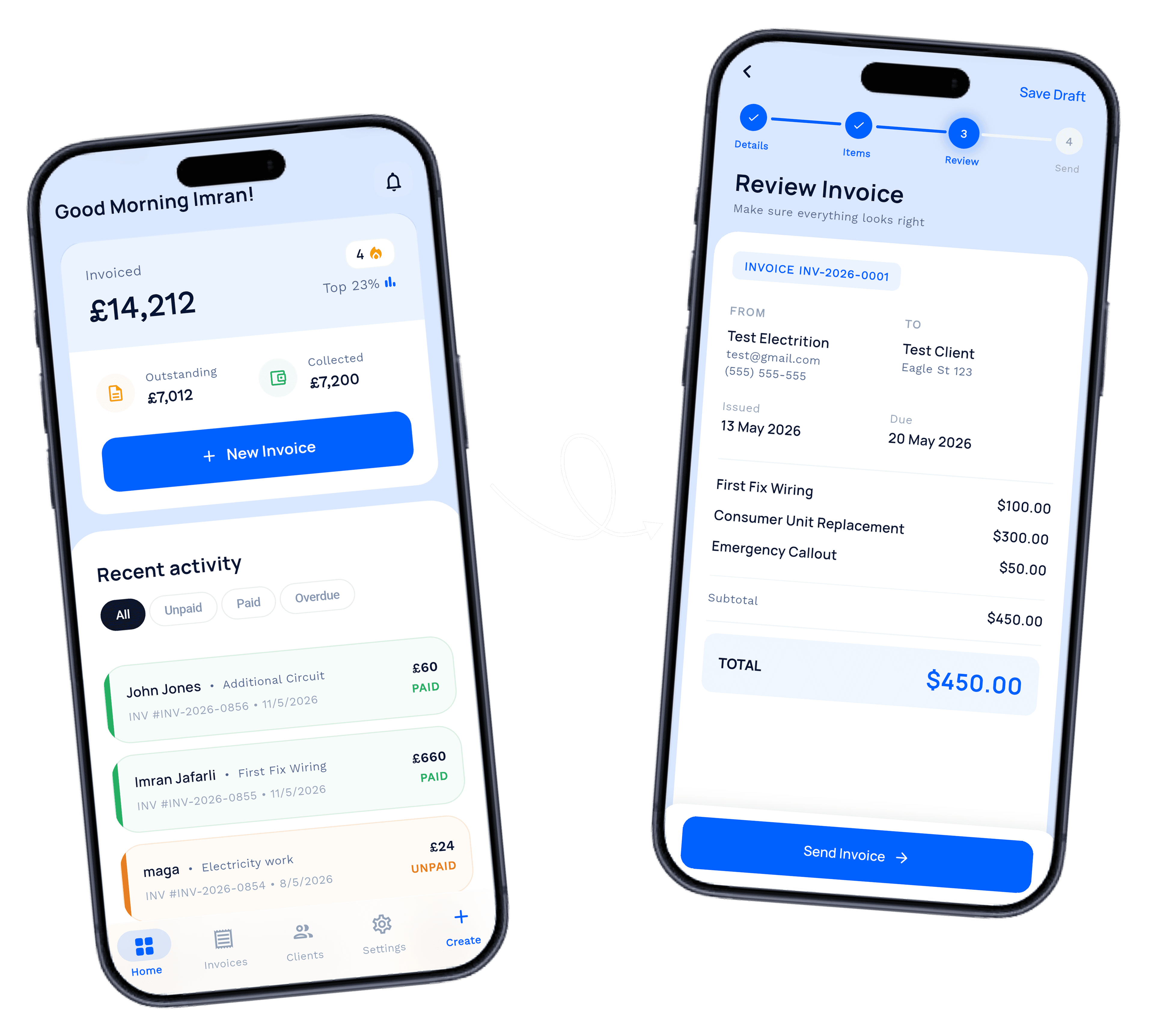 Tradesman Invoice App Preview