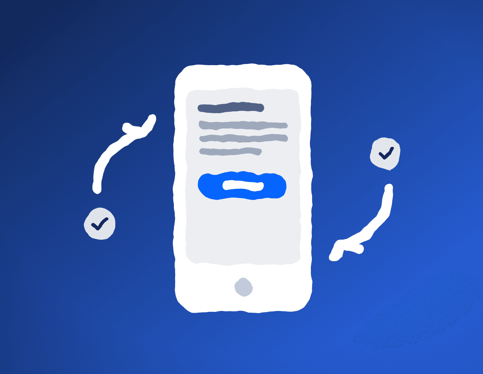 Illustration of a phone creating an invoice offline and syncing later